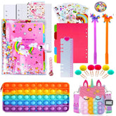 Combo of Fidget Popit Pouch, Diary & Sling Bag for Kids Pop it Stationery Kit - Coin Pouch, Stationary Organizer Set/Birthday Return Gifts for Girls, Kids (Pack of 3; Random Color)
